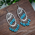 Retro Turquoise Tassel Earrings Bohemian Women Accessories